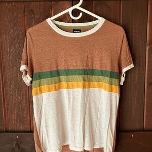 Prana Rust T-Shirt with Olive Trim